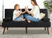 Walsunny 60'' Convertible Sofa Bed with Removable Armrest in black New in Box $599