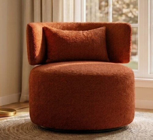 Wrought Studio Narissa Swivel Accent Chair with Throw Pillow in Rust New $499
