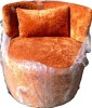 Wrought Studio Narissa Swivel Accent Chair with Throw Pillow in Rust New $499 - 2