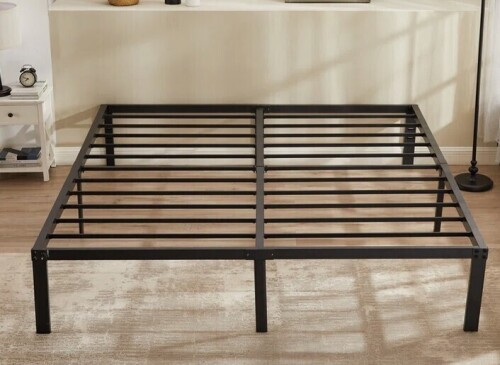Wade Logan Blinni 16 inch Metal Bed Frame, Queen Size Platform Bedframe with Headboard Hole, No Box Spring Needed, Underbed Storage, 3500LBS Bearing Capacity, Heavy Duty Steel Slats, Noise-Free $299