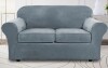 Mercer41 Soft Velvet Plush 3 Piece Stretch Loveseat Sofa Slipcover for 2 Cushion Couch Machine Washable $89