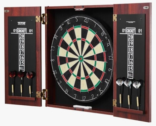 Stellweilan Tessberg Dartboard and Cabinet Set Official Size Complete Accessory Steel Tip Dart New In Box $199