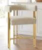 Everly Quinn 25" Upholstered Gold Chenille Arm Counter Stool - Oatmeal / Ivory Assorted $399