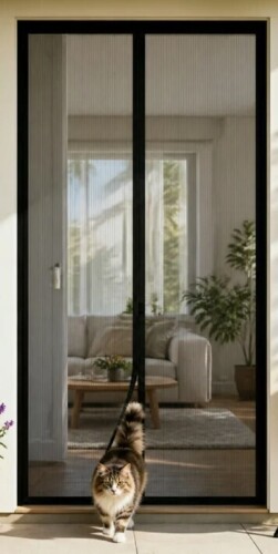 JESSANS Black King Kong Metal Mesh Magnetic Screen Door, Pet Proof Heavy Duty Anti-Tear Hands Free Self-Closing Mosquito Screen Curtain, Weatherproof Anti-Rust Magnetic Bug Screen For Sliding Patio Doors, 82" H x 35" W x 0.1" D New In Box $89