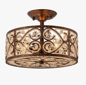 House of Hampton&reg; Classical 4 - Light Crystal Drum Semi Flush Mount New Open Box $299