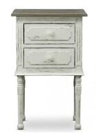 Baxton Anjou Nightstand in Distressed Off White & Wood New In Box $399
