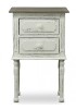 Baxton Anjou Nightstand in Distressed Off White & Wood New In Box $399