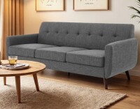 George Oliver Delanie Cattaleya 78" Mid Century Modern Square Arms Linen Upholstered Sofa in Gray New in Box $699