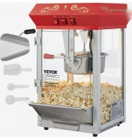 VEVOR Popcorn Maker, 850W Popcorn Popper Machine, 8 Oz Kettle Makes 48 Cups per Batch, Countertop Popcorn Maker with Tempered Glass, Includes 4 Scoops, Movie Theater Style, Red New in Box $399