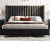 Lark Manor Addesyn King Black Upholstered Platform Bed New in Box $599