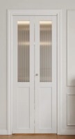 SmartStandard Frosted Reeded Glass Solid Manufactured Wood Pre-Drilled Bi-Fold Closet Door with Installation Hardware Kit 24" x 80" New in Box $499
