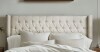 Willa Arlo Interiors Ashwin Cream Wingback King Upholstered Headboard with Button Tufting & Nailhead Trim $699