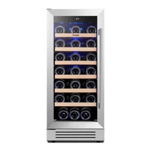 Yeego 15" 33 Bottle Single Zone Built-In Wine Cooler Refrigerator with Digtal Temperature Controls, Left Handle, New Shelf Pull On Working $699