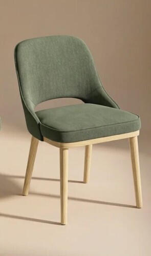 George Oliver Chenille Upholstered Dining Chair With Solid Wood Legs in Green New in Box $399