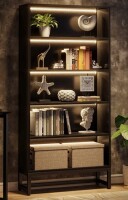 Wade Logan Glasford 70.9'' H X 31.5'' W Tall Bookcase, 5-Tier Storage and Display Shelf in Black New in Box $399