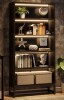 Wade Logan Glasford 70.9'' H X 31.5'' W Tall Bookcase, 5-Tier Storage and Display Shelf in Black New Shelf Pull $399
