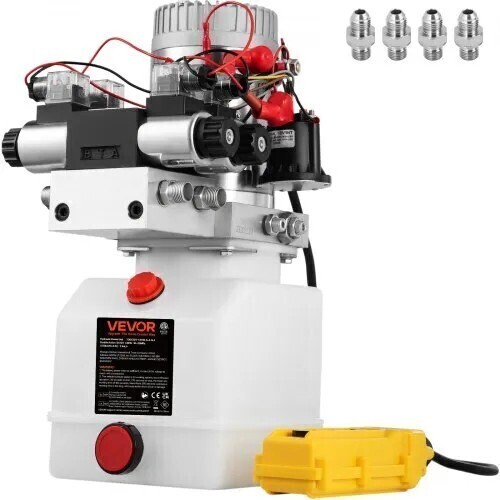 VEVOR Hydraulic Pump Double Acting Hydraulic Power Unit Double Solenoid Hydraulic Power Pack 12V DC Hydraulic Power Pump with 4.5qt Reservoir for Dump Trailer Car Lifting, New Shelf Pull $499