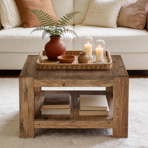 Millwood Pines Square Solid Wood Coffee Table, 31.5" Center Cocktail Table, New in Box $299