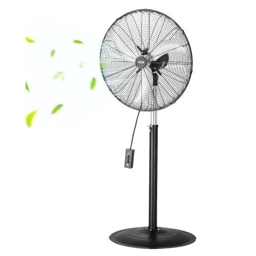 VEVOR Industrial Pedestal Fan, 24 Inch 85-Degree Oscillating Fan, Height Adjustable Standing Fans with 3 Adjustable Speeds, High Power Fans for Warehouse, Garage, Commercial, Black, New in Box $299