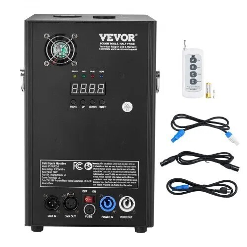 VEVOR Cold Spark Machine, 700W Output Fireworks Controller, 6.6' - 16.4' Adjustable Height, with Advanced DMX System, LED Screen, Portable Handle, HeavyDuty Aluminum Alloy for Stage DJ Wedding Event, Party, New in Box $399
