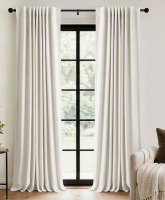 Gracie Oaks Graciella Thermal Insulated Faux Linen Textured 100% Blackout Curtains for Bedroom Living Room Back Tab/Rod Pocket (Pair) 132cm 228cm $89