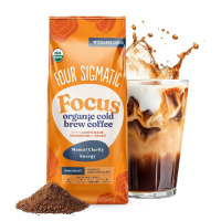 Four Sigmatic Organic Cold Brew Coffee Grounds | Dark Roast, Coarse Grounds with Lion's Mane and Chaga | Cold Brew Mushroom Coffee for Crash-Free Focus | 10 oz Bag New Best by 1/2028
