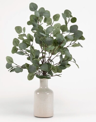 Primrue 26.5 " H Faux Eucalyptus Plant in Ceramic Decorative Vase New In Box $199