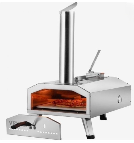 VEVOR Portable Outdoor Oven, 12-inch Pizza Oven, Pellet & Chips & Charcoal Tri-Fuel, Stainless Steel Pizza Grill, Includes Pizza Stone, Waterproof Cover, Shovel, Ideal for Camping & Backyard, Silver New in box $399