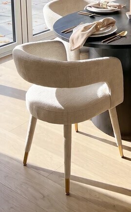 Pop Maison Anna Modern Upholstered Dining Chair with Arm in Khaki New Open Box $399