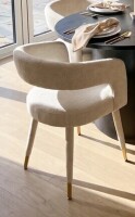 Pop Maison Anna Modern Upholstered Dining Chairs with Arm in Khaki New in Box $399