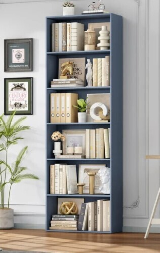 Wade Logan Langner 70.8" H x 23.6" W Standard Bookcase, 6-Tier Open Bookcase and Bookshelf, Freestanding Display Storage Shelves Tall Bookcase in Prussian Blue New in Box $399