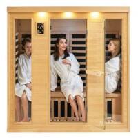 VEVOR Far Infrared Wooden Sauna, Room Home Sauna Spa for 3 to 4 Person, Low EMF Far Infrared Hemlock Wood Sauna with Tempered Glass Door & Bluetooth Speakers & Chromotherapy Lights, 2580W Indoor (3 Boxes) New in Box $3499