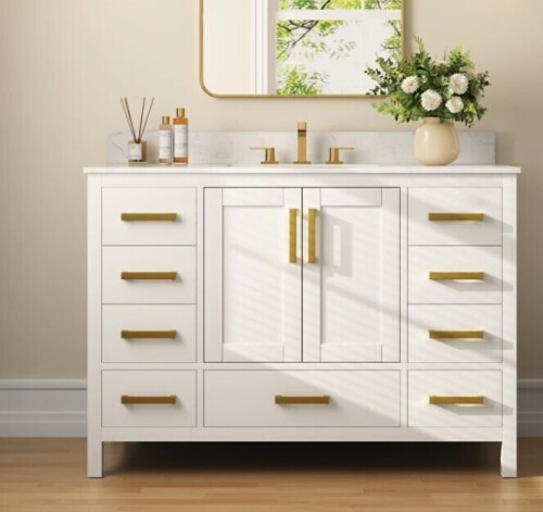 DeerValley Monolith 48'' Fully Assembled Single Bathroom Vanity Cabinet with Backsplash and Top New in Box $1499