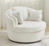 Latitude Run 43.3" W Oversized Upholstered Swivel Barrel Chair in White New in Box $899