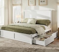 AMERLIFE Solid Wood QueenStorage Bed Frame with 50" Headboard in Cream New in box $699