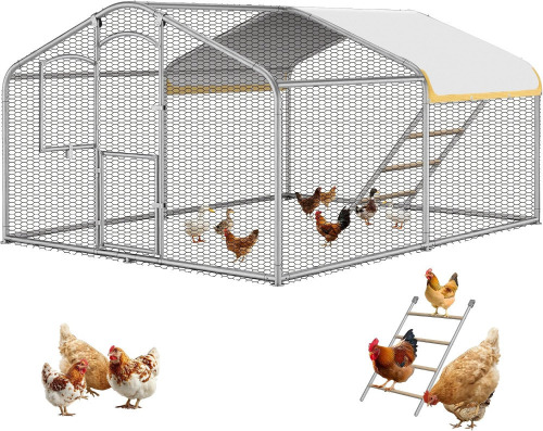 Mars Expo Large Metal Chicken Coop with Run, 12.6FT Walk-in Chicken Run for Yard with Waterproof & Anti-UV Cover, Spire Roof Outdoor Poultry Cage for Chickens Ducks Rabbits Backyard Farm with Ladder New in Box $399