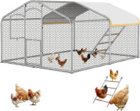 Mars Expo Large Metal Chicken Coop with Run, 12.6FT Walk-in Chicken Run for Yard with Waterproof & Anti-UV Cover, Spire Roof Outdoor Poultry Cage for Chickens Ducks Rabbits Backyard Farm with Ladder New in Box $399