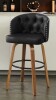 Georg eOliver Swivel Bar Stool With Curved Wood Legs, Upholstered Tufted Back, And Nailhead Trim in Black $399