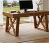George Oliver 55" Retro Brown Home Office Desk With Drawer, Modern Wood Computer Desk, Sturdy Executive Workstation $399
