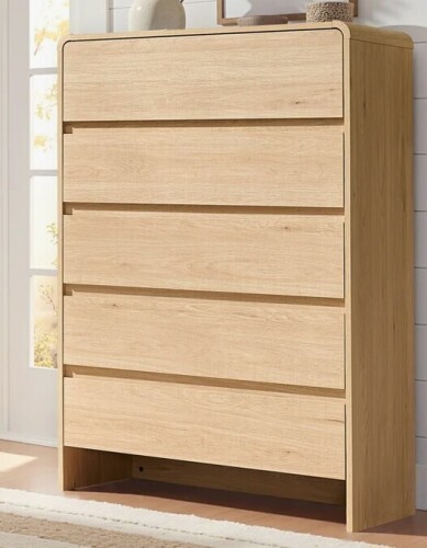 Ebern Designs Modern Tall 5-Drawer Dresser with Curved Corner Design and Soft-Close Function New in Box $399