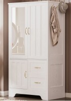 Lark Manor Wardrobe Closet With Mirror And Doors And Drawers And Shelves, Wooden Armoire Storage Cabinet With Hanging Rod New in Box $499