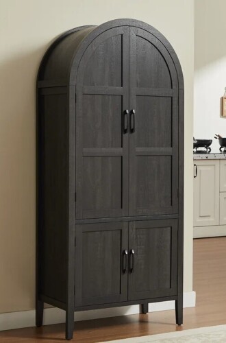 Ebern Designs 71 Inch Tall Arched Cabinet, 5-Tier Arched Kitchen Pantry Cabinet With Doors & Shelves $399