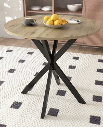 Ebern Designs 31.5 Inch Round Dining Table, Small Circle Kitchen Table With Metal Black Legs For 2-4 People,Modern Dining Room Table, Brown New in Box $299