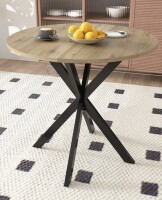 Ebern Designs 31.5 Inch Round Dining Table, Small Circle Kitchen Table With Metal Black Legs For 2-4 People,Modern Dining Room Table, Brown New in Box $299