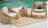 Bay Isle Home 3-Piece Rattan Sunbrella Conversation Set New in Box $999