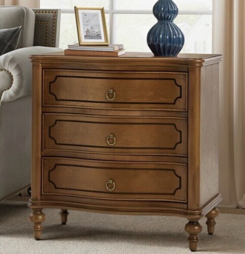 Charlton Home Elfine 28'' W Traditional Curves End Table with Charging Station and Solid Wood Legs and Metal Knob New in Box $1199