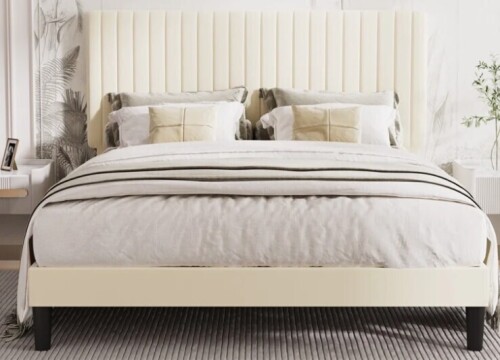 Willa Arlo Dunphy Upholstered Platform Bed with Adjustable Headboard Full Size New in Box $999