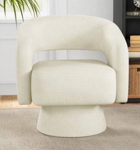 Ivy Bronx 27.8'' Wide Modern Soft Wide Upholstered Swivel Barrel Chair in White New in Box $699