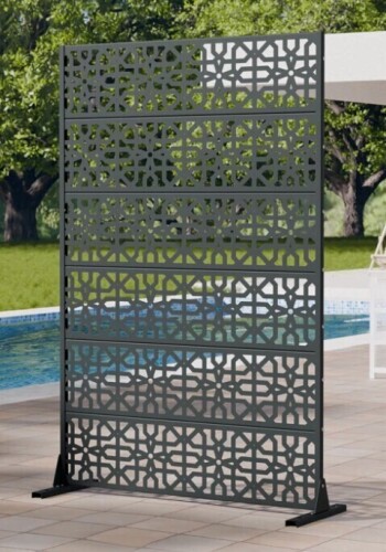 Lumioca Summit 72 x 47 Inch Metal Outdoor Privacy Screen in Stone Gray New in Box $279
