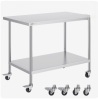 VEVOR Stainless Steel Work Table 30 x 48 x 38 Inch, with 4 Wheels, 3 Adjustable Height Levels, Heavy Duty Food Prep Worktable for Commercial Kitchen Restaurant, Silver New in Box $389